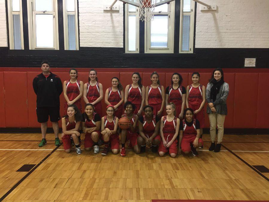 The+WMS+girls+basketball+team%2C+along+with+Coach+Olvesen+and+Mrs.+DOrsi.