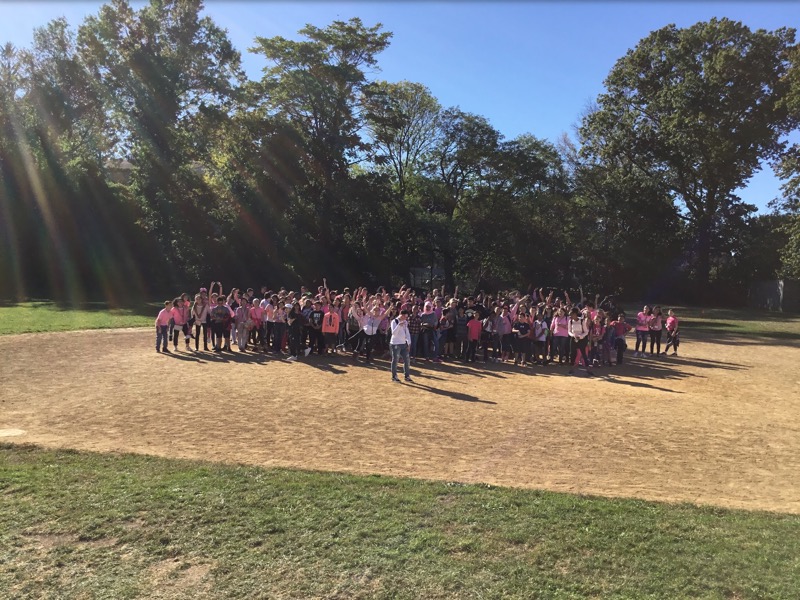 WMS FIGHTS WITH VICTIMS- Woodbridge Middle School staff and students come together for breast cancer awareness