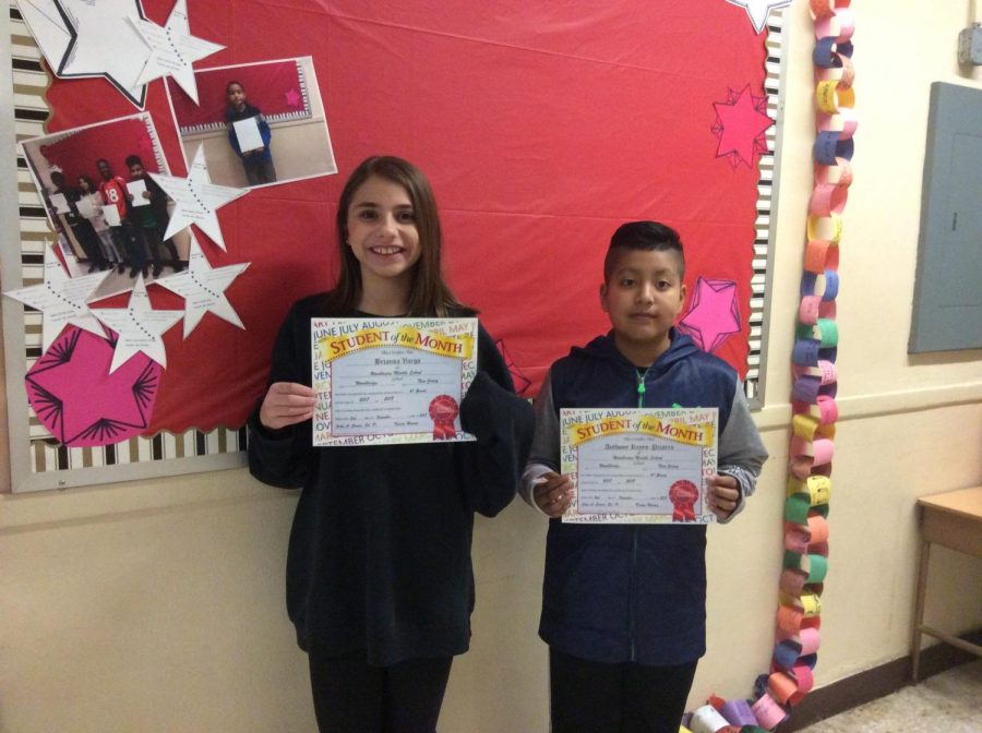 6TH GRADE STUDENTS OF THE MONTH: Brianna Vargo and Daniel Foley won student of the month.