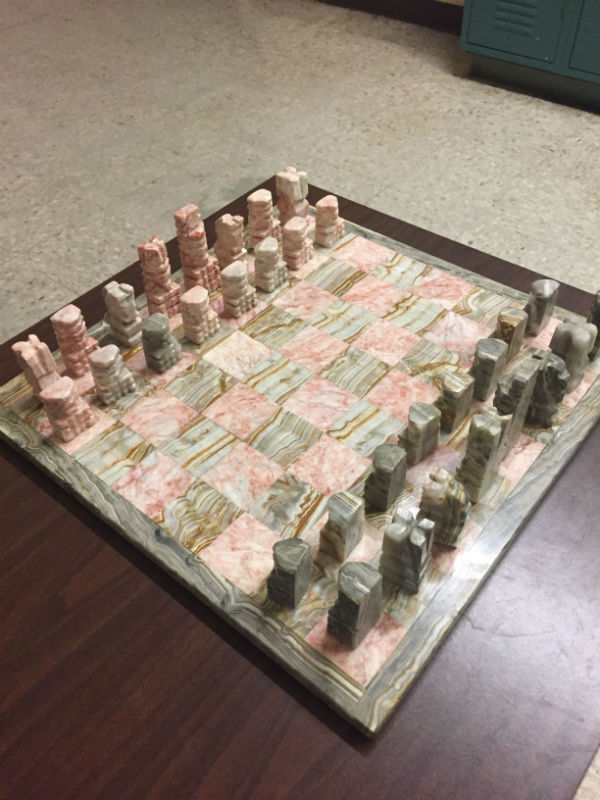 CHESS CLUB: Mr. Lees personal rock chess board.