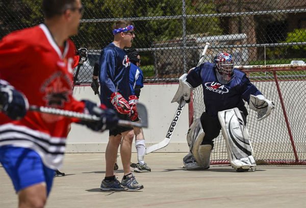 STREET HOCKEY:people playing the great sport of street hockey