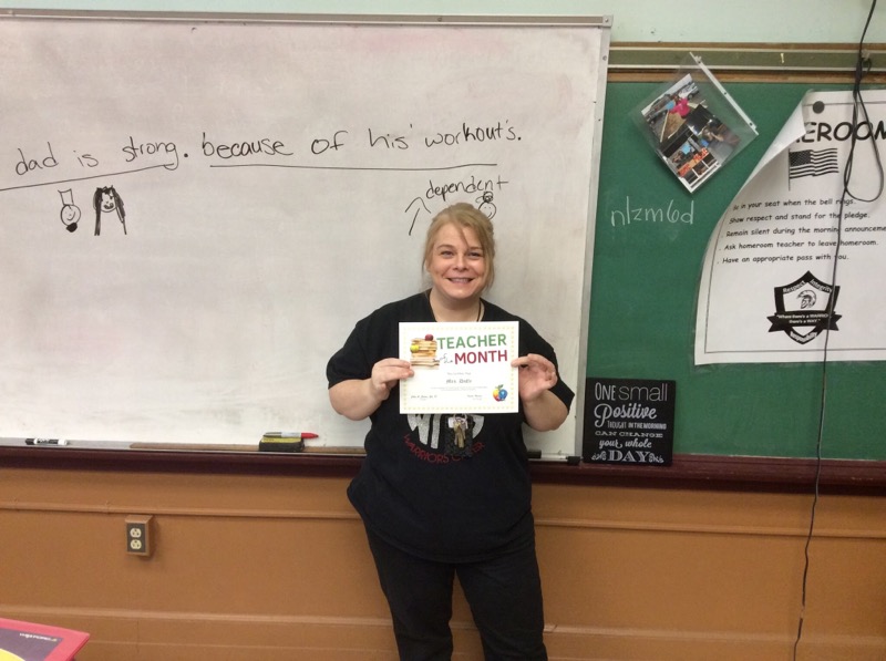 A SMILE OF APPRECIATION: Mrs. Duffy wins the teacher of the month of January 