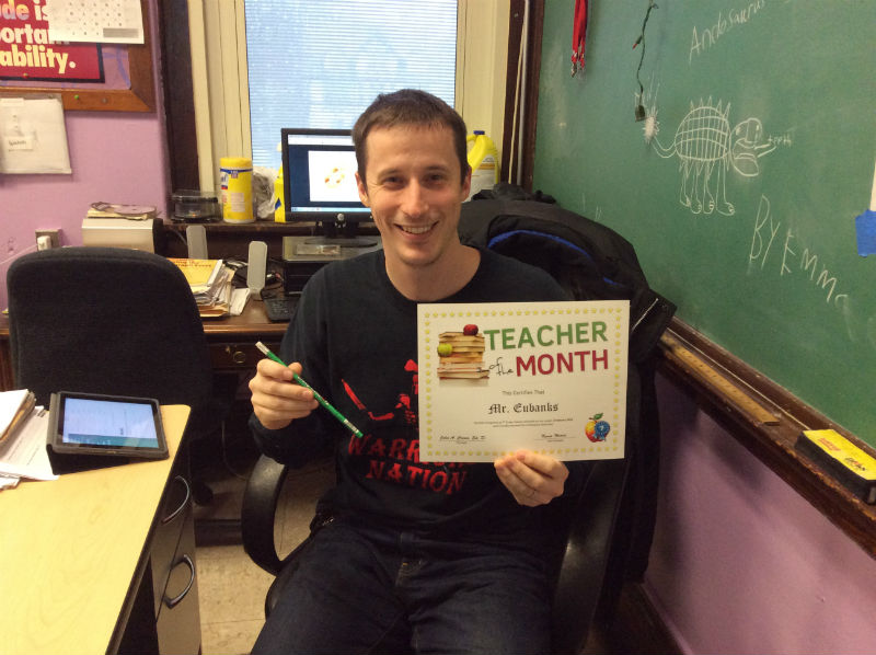 Mr. Eubanks receives Teacher of the Month!