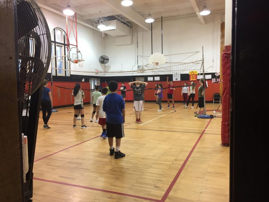 WMS VOLLEYBALL CLUB: 
7th and 8th grade students getting ready for the volleyball season.