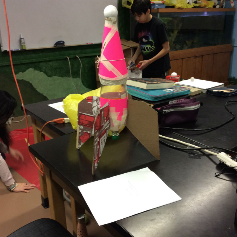 Blasting into STEM: One of Mr. Olvesens students was building a rocket in this picture.