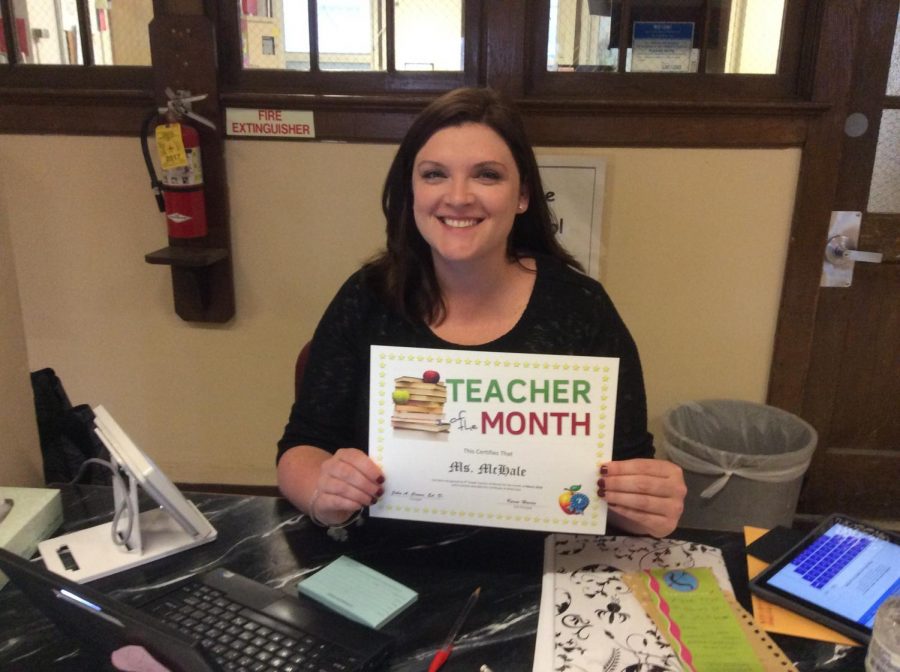 AGAIN!: Ms.McHale smiling away after winning teacher of the month! 