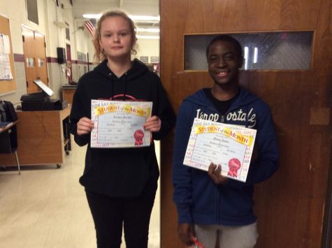8th grade September students of the month obtain the golden award