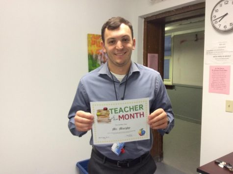 Mr. Murphy is awarded September teacher of the month