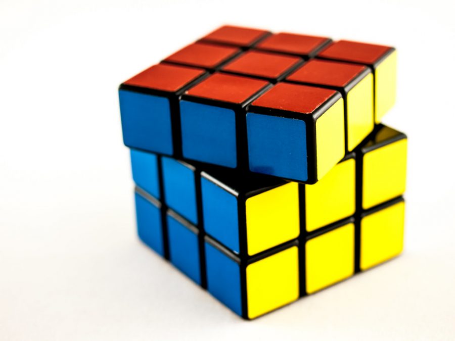 A solved Rubiks cube 
photo labled for non-commercial reuse via https://www.flickr.com/photos/wwarby/11913436786 under the creative commons license.