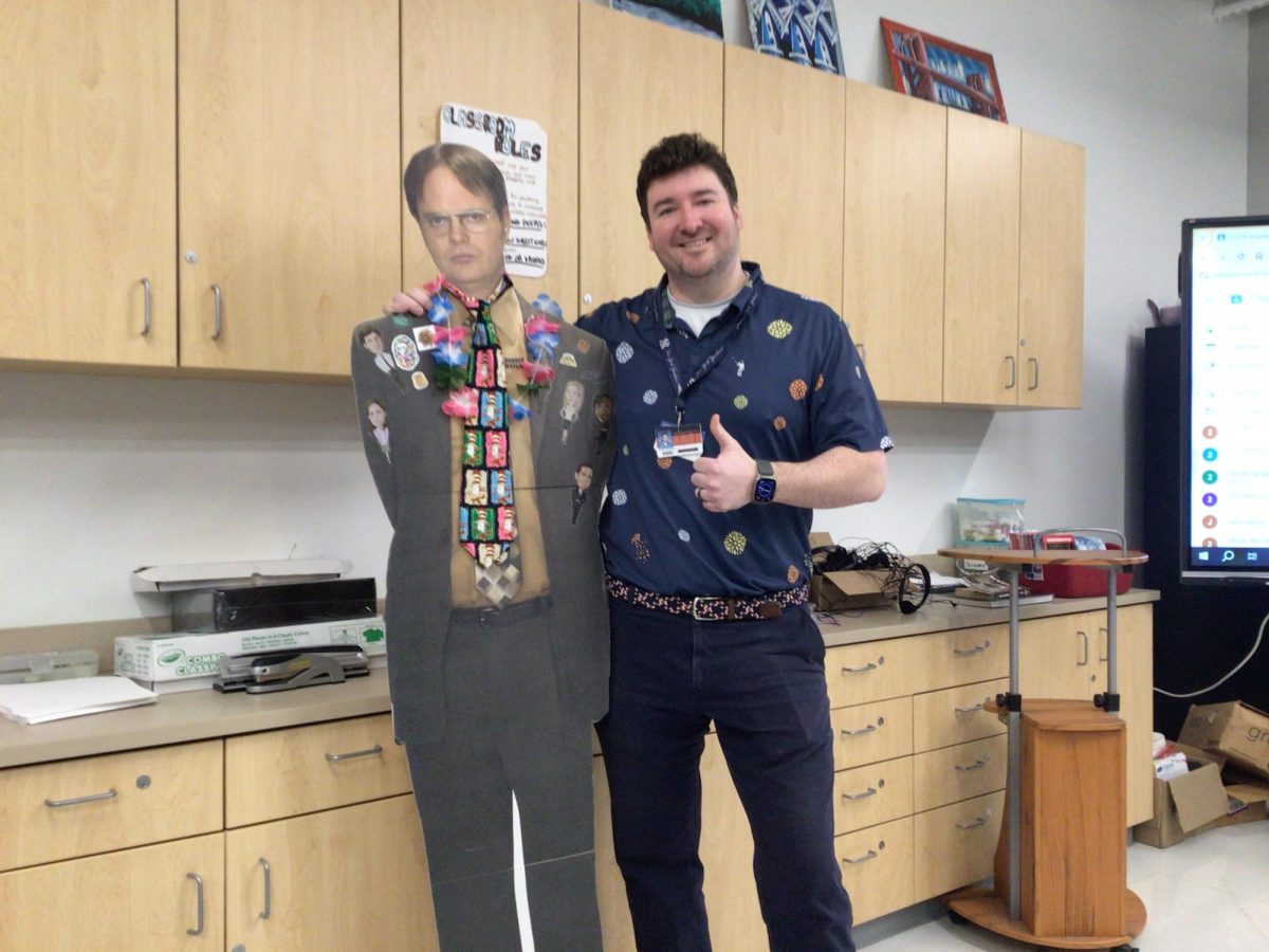 Mr Malmstrom poses with his buddy Dwight  with his Cinderella story Funky Shirt from Caddyshack
