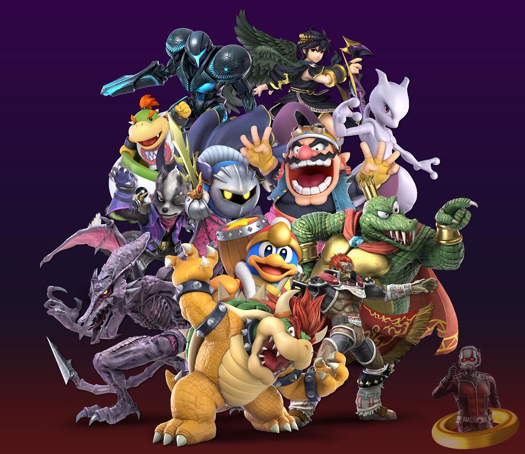 from src="https://live.staticflickr.com/1820/29124067107_f4b19651d9_b.jpg" alt="Super Smash Bros. Ultimate: The Baddies | Anyone still got t… | Flickr"/> under creative commons license.