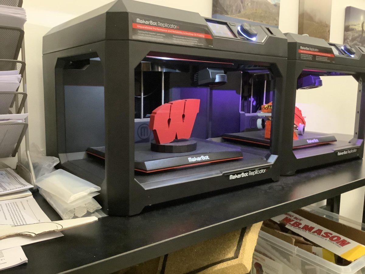 The markbot 3D printer is done with printing the WMS logo