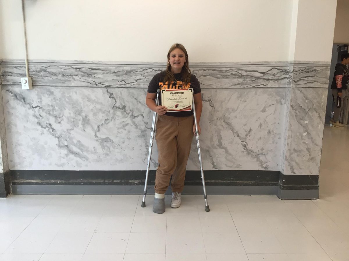 Annabelle Dworak poses with her certificate. 