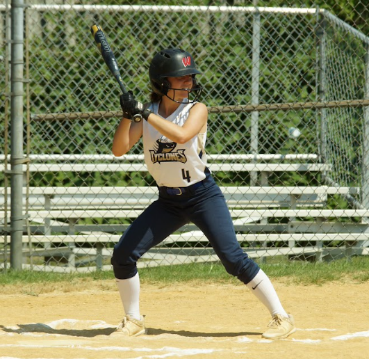 Leah Kripaitis gets ready for an at bat at an 18U softball tournament.