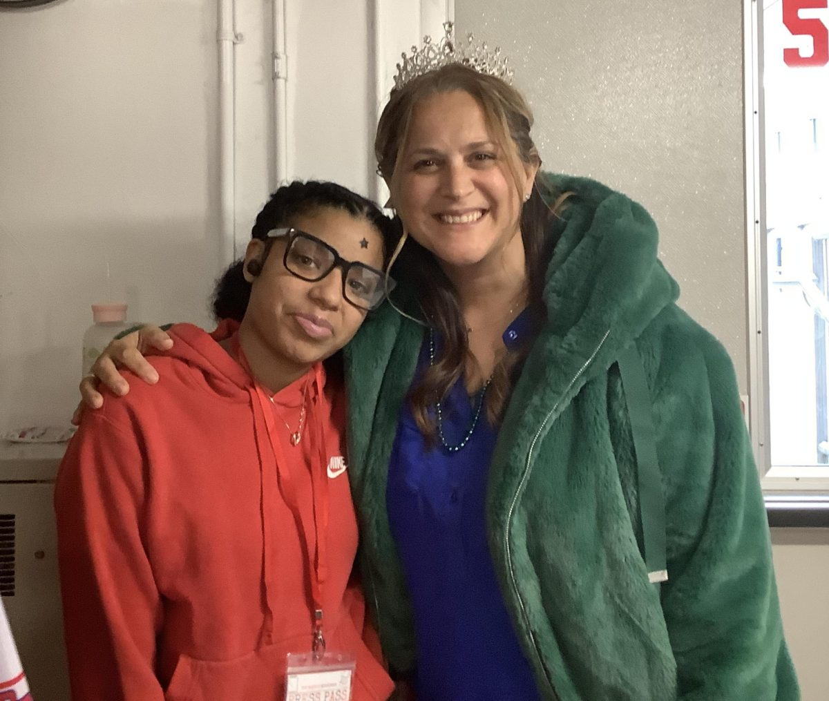 Mrs. Acheson and I pose for a picture at the winter assembly.