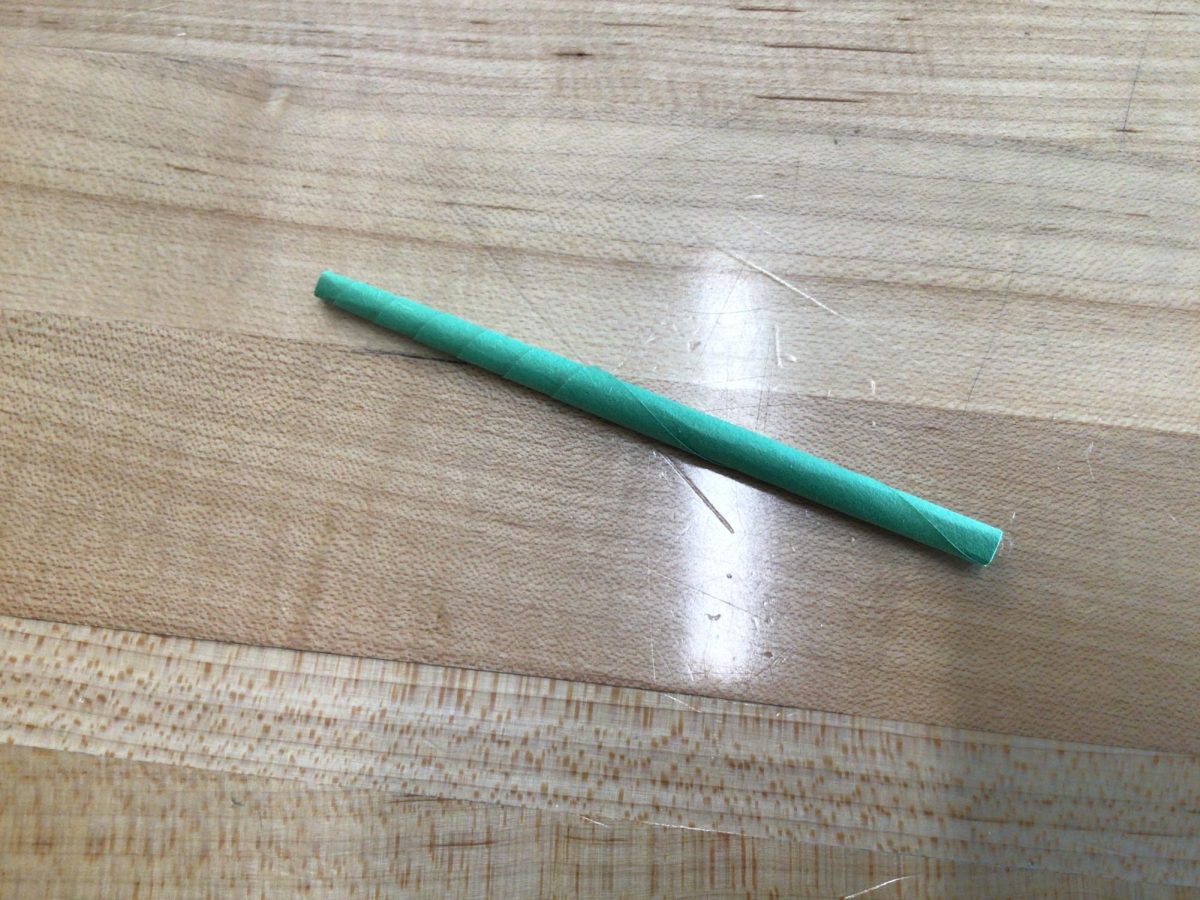 Step 13: 
When dried take it off the skewer and cut the ends and it should look like this.