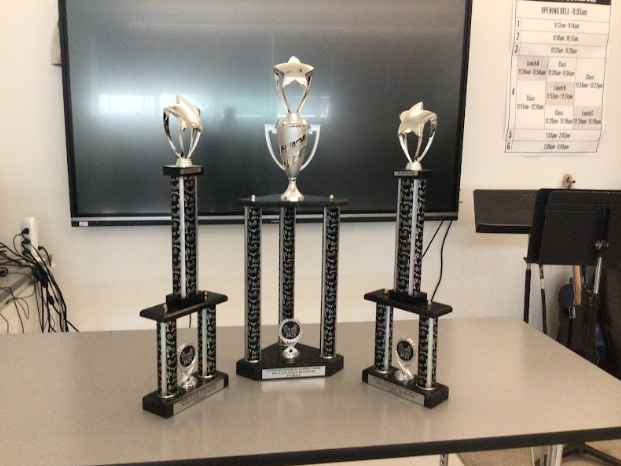 These trophy's were won by WMS at the Six Flags competition.
