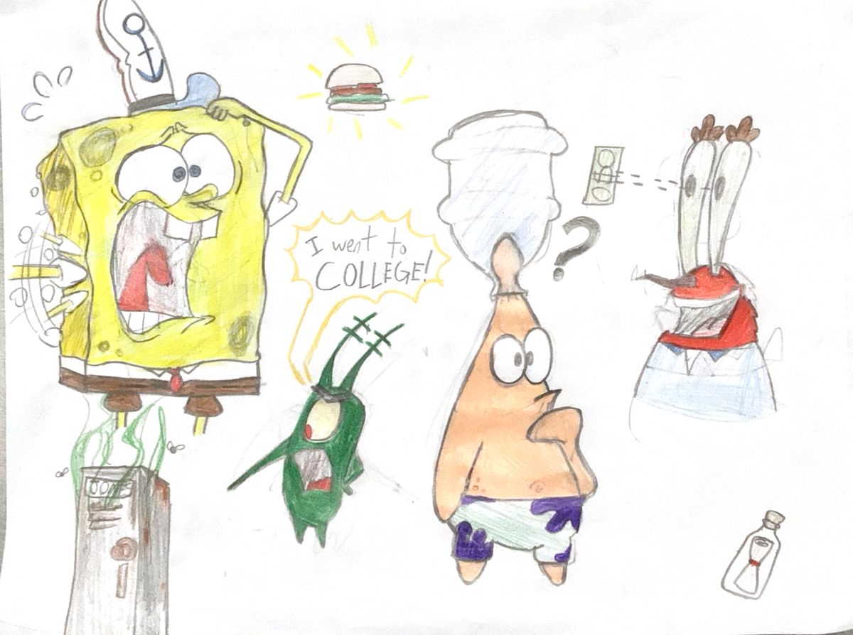 Doodles of Spongebob characters.