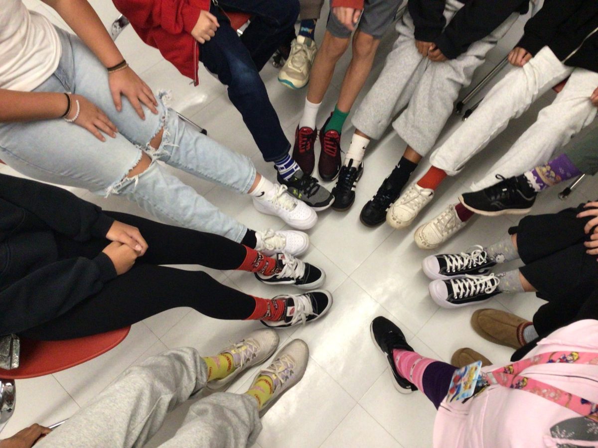 Students at WMS show their respect and school spirit by wearing fun socks to school.
