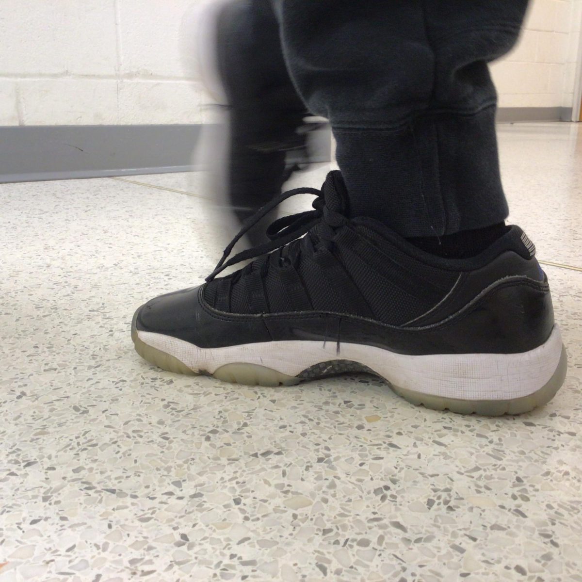 This is Dilan Mojica wearing his Jordan 11 Low Space Jams
